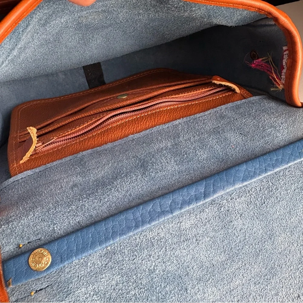Dooney and Bourke awl French Blue Leather Surrey Messenger Carrier Crossbody Bag - Picture 15 of 16